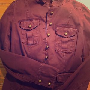 WHBM Eggplant Denim-like Button-Front Jacket